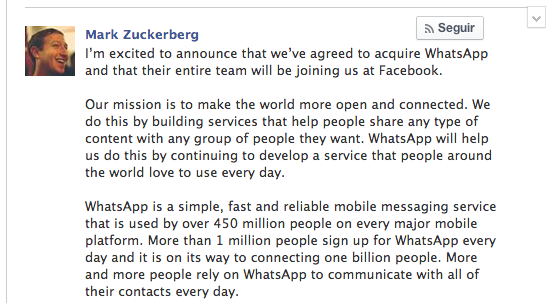 Zuckerberg compra Whatsapp