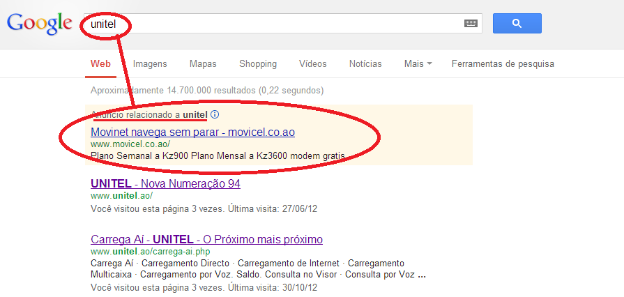 Google confunde Unitel e movicel