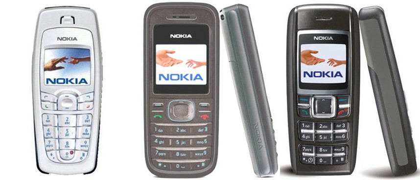 Nokia 6010 (à esquerda),1208 (No centro) e 1600 (à direita)