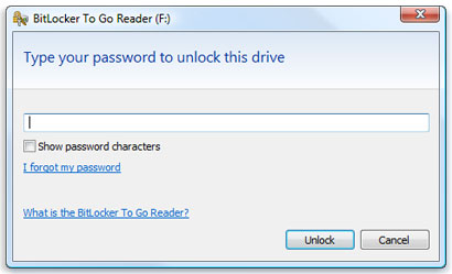 BitLocker To Go pedindo senha