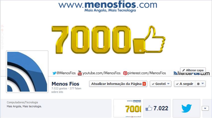 7 mil gostos no Facebook