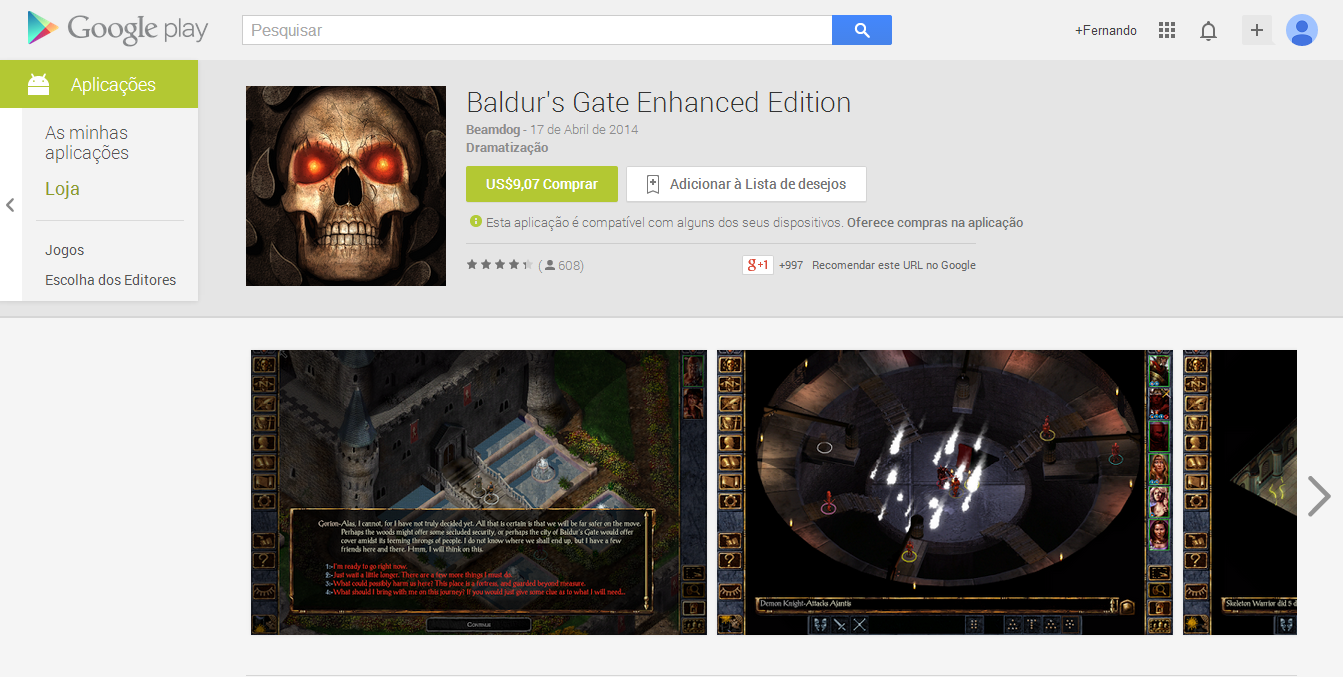 Jogos] Baldur's Gate: Enhanced Edition lançado para Android depois de ser  lançado para iOS em 2012. - Menos Fios