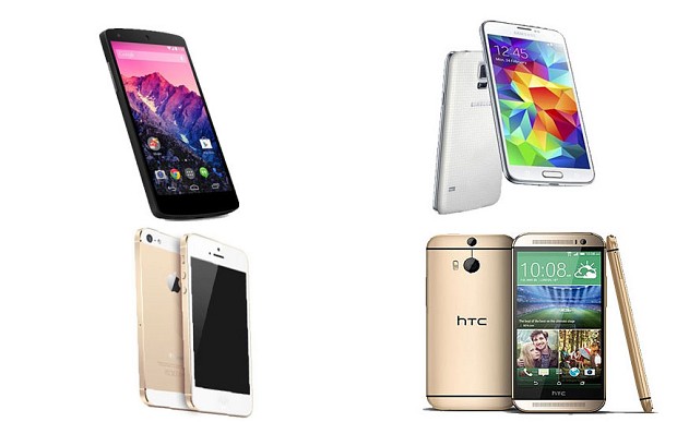 iPhone 5s Vs Galaxy S5 vs HTC One M8 Vs Nexus 5