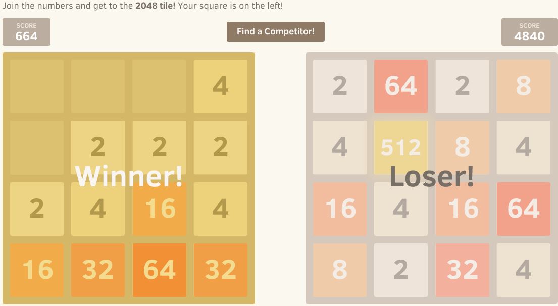 Teste o jogo viciante 2048 no modo multiplayer - Menos Fios