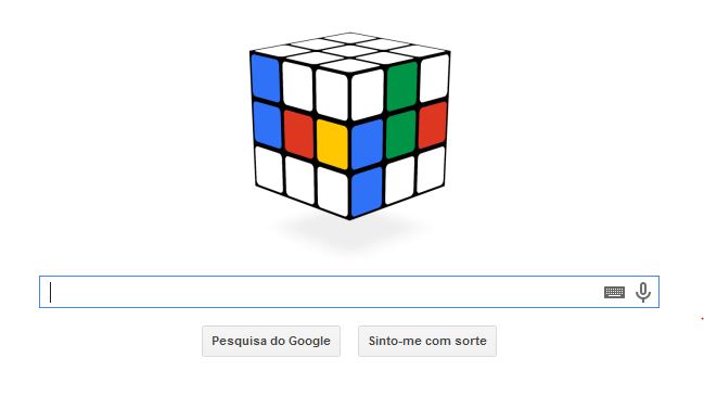 Homenagem ao cubo de Rubik na página da Google