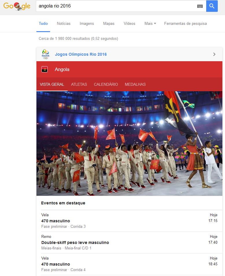 Acompanhe os resultados de Angola nos jogos olímpicos 2016 usando o Google  - Menos Fios