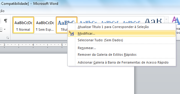 Modificar Estilos do Word