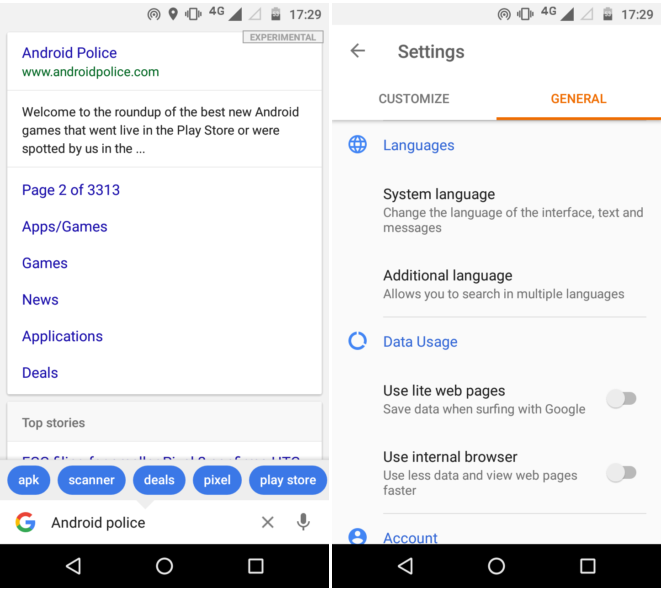 Google App testa barra de pesquisa na parte inferior da tela