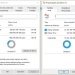 Sistemas de ficheiros das duas unidades: NTFS e FAT 32