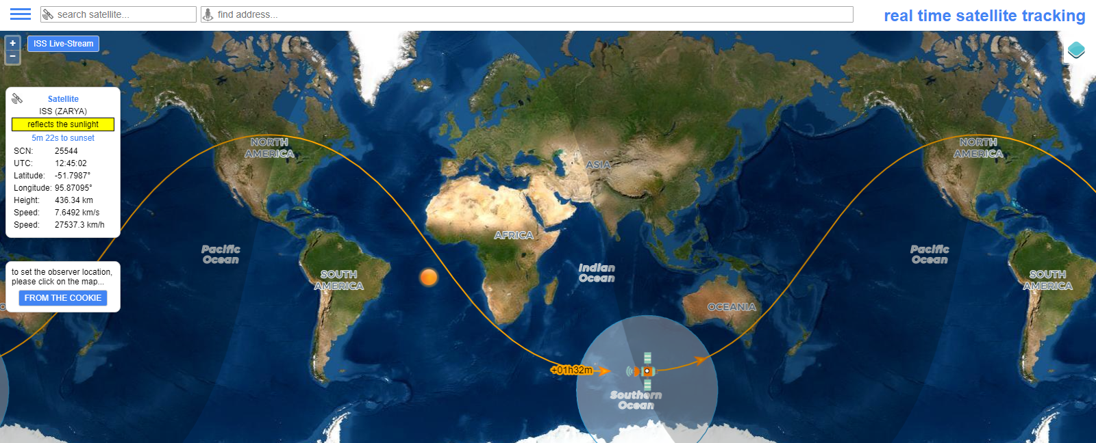 Location of Angosat-2 (Updated at 13:46 on October 25, 2022)