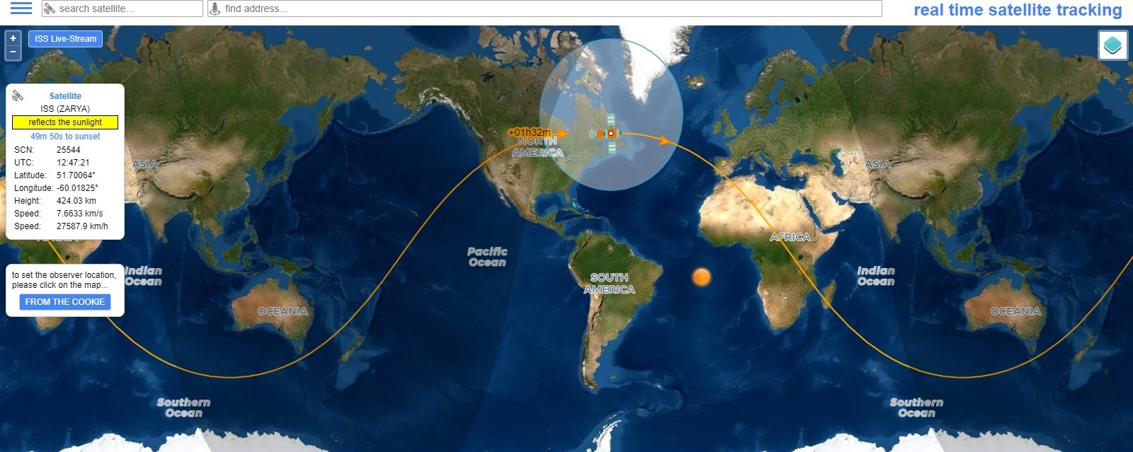 Localização Actual do Angosat-2 (Actualizado as 13:49 do dia 20 de Outubro de 2022)