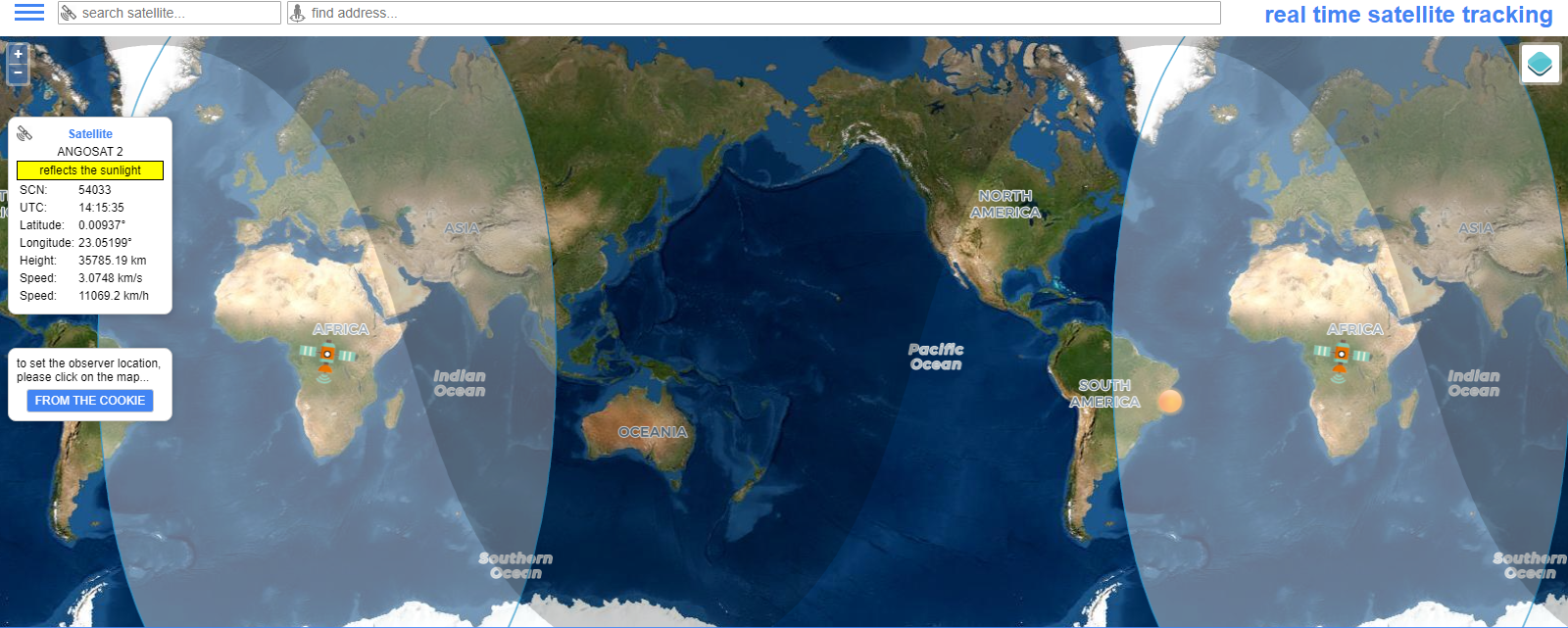 Localização do Angosat-2 (Atualizado as 15:18 do dia 07 de Novembro de 2022)