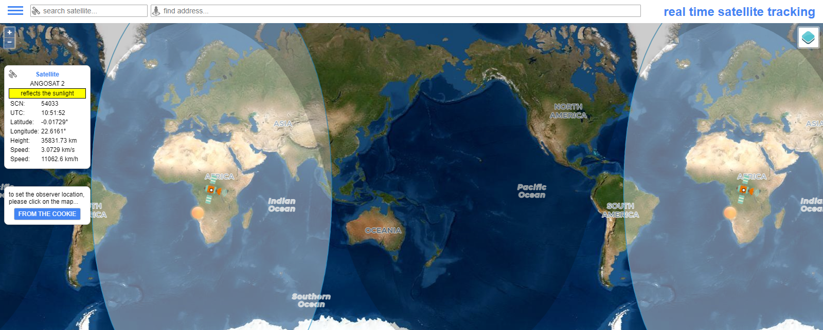 Localização do Angosat-2 (Atualizado as 11:56 do dia 03 de Novembro de 2022)