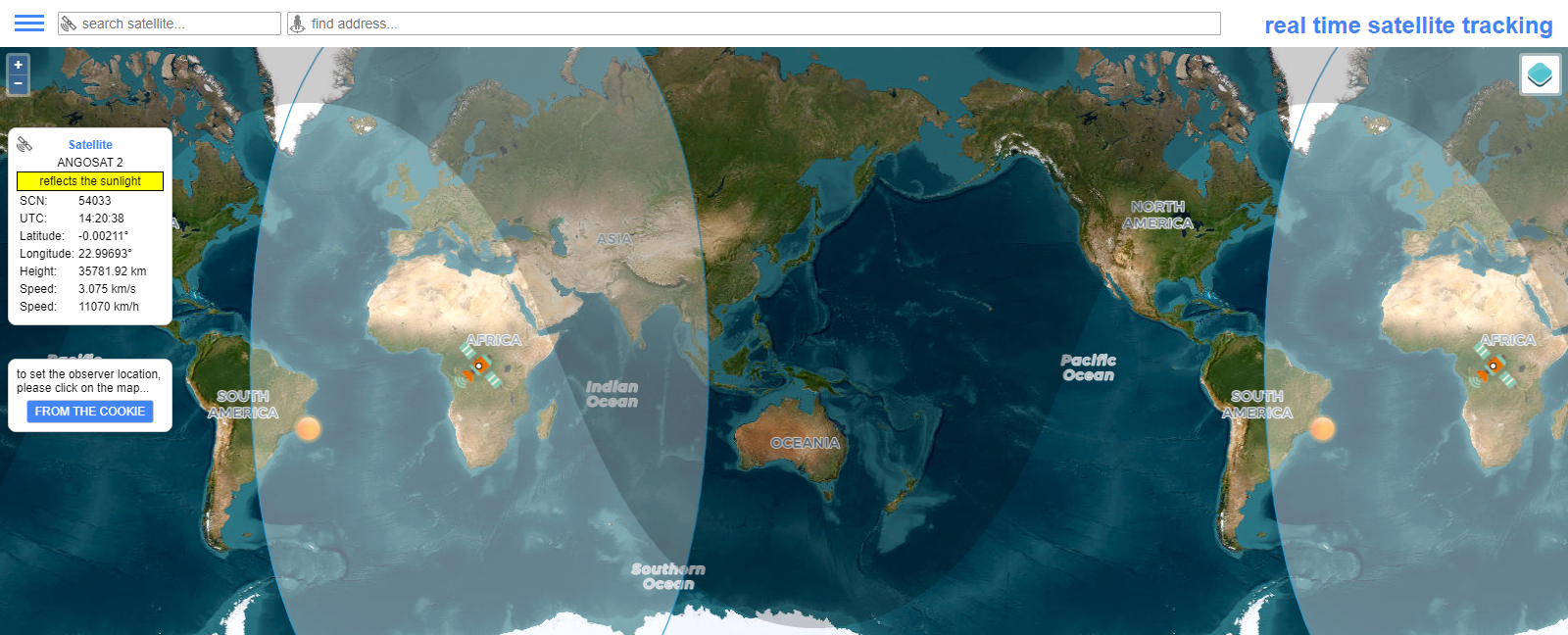 Localização do Angosat-2 (Atualizado as 15:22 do dia 01 de Dezembro de 2022)