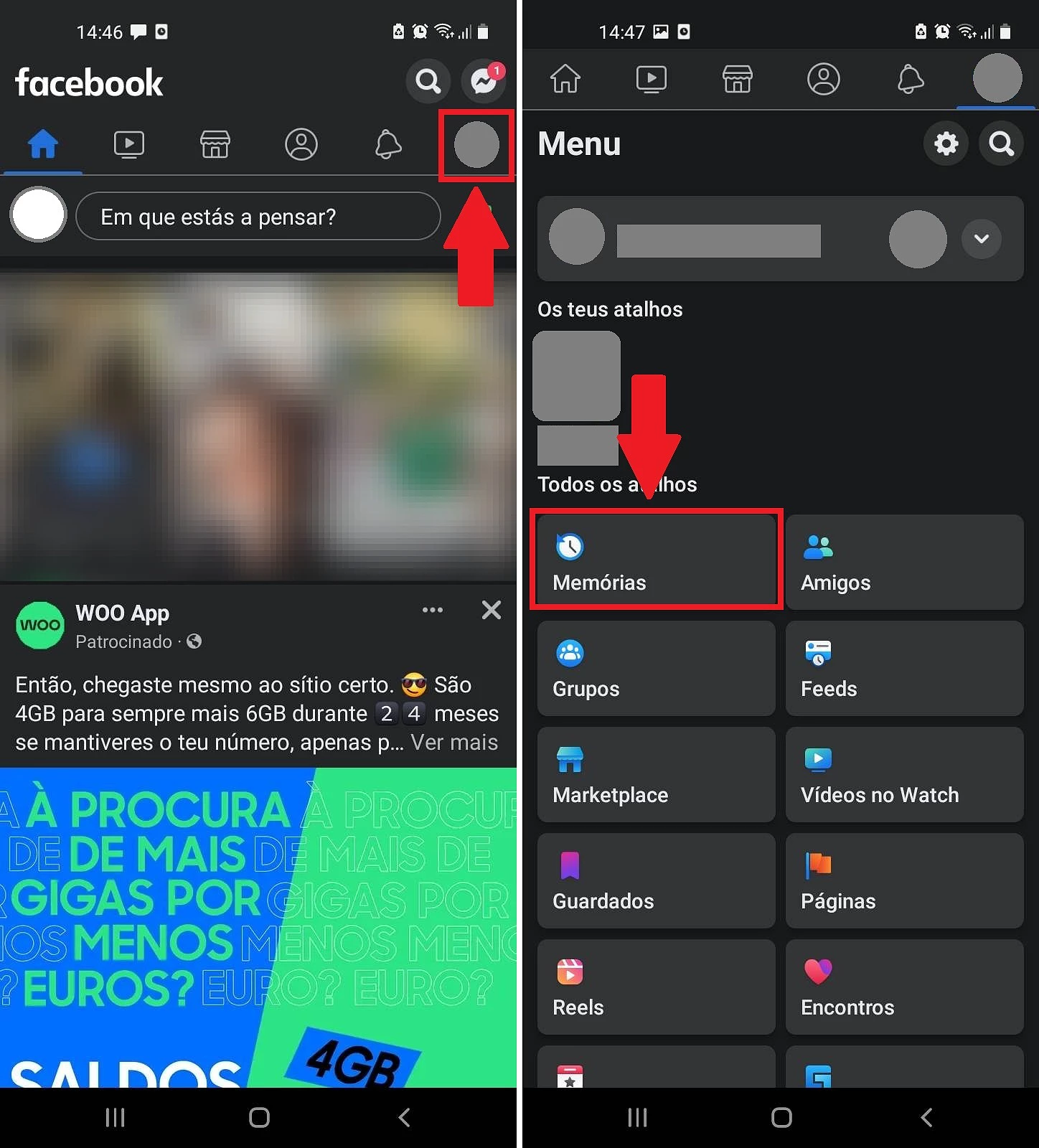 e está a utilizar a versão mobile do Facebook, o processo é semelhante. Comece por clicar no ícone do perfil e, de seguida, em “Memórias”. 